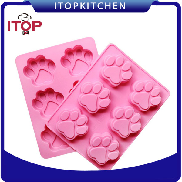 Free shipping! ITOP DIY Cookie Cat Dog Paw Print Animal Silicone Chocolate Ice Soap Mold Pudding jelly mould