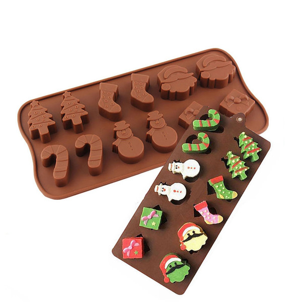 FSilicone Cake Mold Chocolate Molds Christmas Tree Wand Sock Snowman DIY Baking Mould Bing Gemo