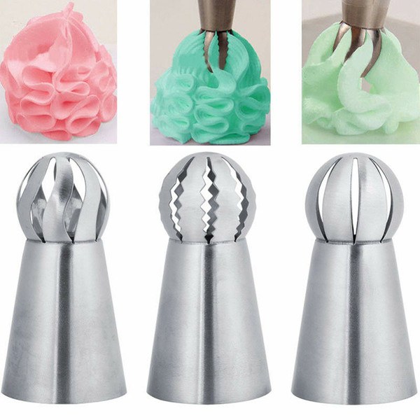 3pcs Stainless Steel Ball Pastry Tips Baking Cake Flower Decorating Nozzles Torch Pastry Tips Kitchen Tool MMA1740