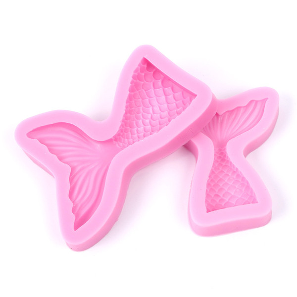 Hot Sale Mermaid Tail Silicone Mold Fondant Cupcake Cake Decorating Baking Tools Handmade Soap Mold Fish Fork tail free shipping