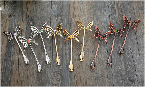 3D Butterfly Spoon Retro Hollow Out Design Coffee Mixing Spoon Dessert Afternoon Tea Spoon Stirring Rod