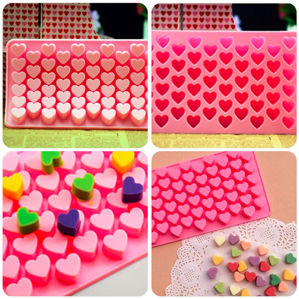 Cute 55 Mini Heart Shape Silicone Ice Cube Fondant Chocolate Tray Mold Mould