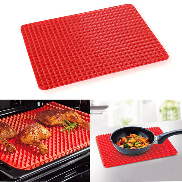 Silicone Cooking Mat Kitchen Utensils Household Fat Reducing Textured Non Stick Pyramid Pan Microwave Oven Baking Pad Kitchen Tool