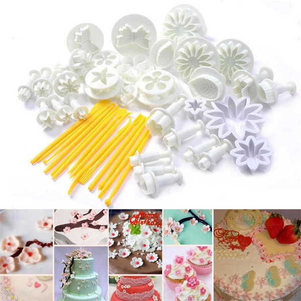 47pcs Plunger Fondant Cutter Cake Tools Cookie Biscuit Cake Mold Mould Craft DIY 3D Sugarcraft Cake Decorating Tools Flower Set