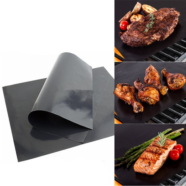 BBQ Grill Mat Barbecue Grilling Liner Portable Non-stick and Reusable Make Grilling Easy 33*40CM 0.2MM Black Oven Hotplate Mats