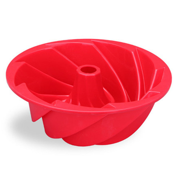 1pc Red Large Spiral Shape Bundt Cake Baking Pan Mousse Bread Chocolate Bakeware Silicone Mold Cake Decorating Tools