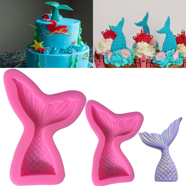 Mermaid Shaped Mould Pink Silicone Mold for Cake Chocolate Baking Candy Maker DIY Cake Soaps Kitchen Tools Bakeware WX9-457