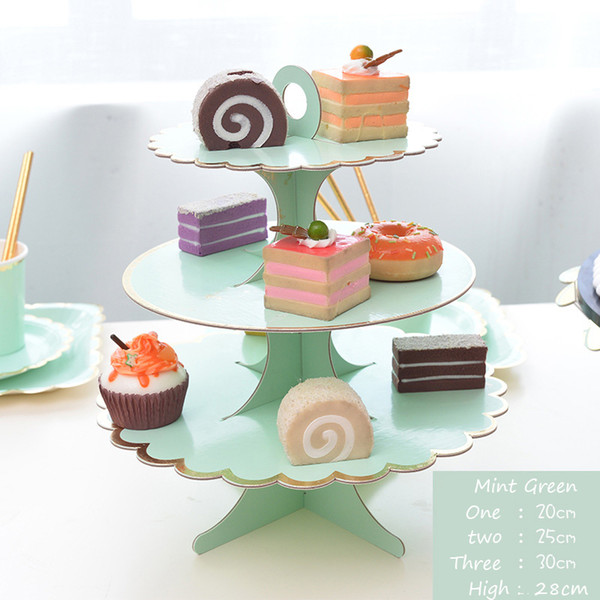 Paper Cake Stand Pink Mint Green Gender Reveal Dessert Cardboard Stand Tea Time Candy Dish Birthday Party Supplies 3 Tier