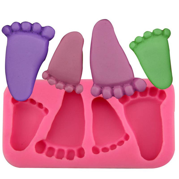 Baby Feet Shape Cake Mold Silicone Feet Fondant Chocolate Candy Jelly Decoration Fondant Mould Cute Child Foot Molds Baking Tool