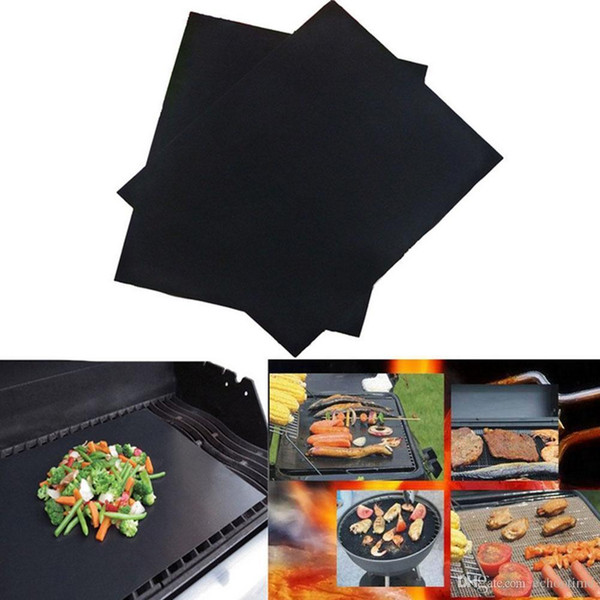 100 BBQ Grill Liner Mat 33*40cm Resuable Barbecuat Heat Resistant Grill Mat Sheet Microwave Oven Cooking Mat BBQ grill cover