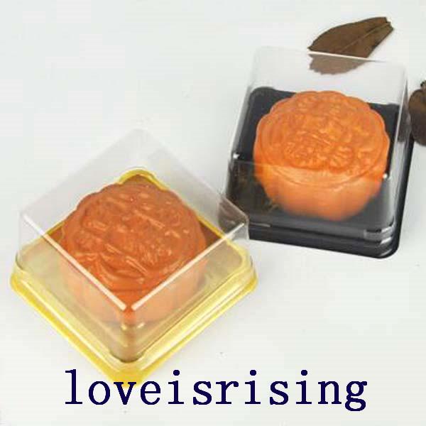 New Arrivals--100pcs=50sets 6.8*6.8*4 cm Mini Size Clear Plastic Cake boxes Muffin Container Food Gift Packaging Wedding Supplies