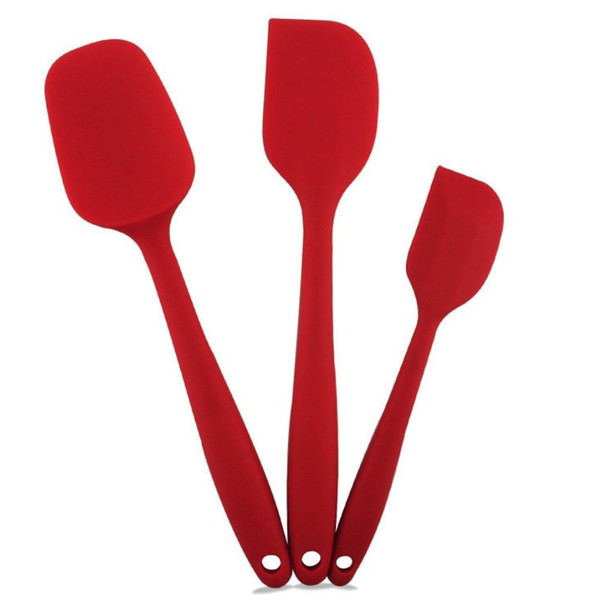 3Pcs/Set Silicone Spatula Spoon Cake Decorating Tools Scraper Heat Resistant Non-toxic Not Sticky Easy to Clean Baking Pastry