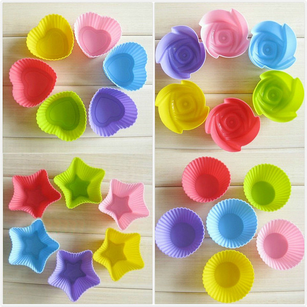 Cake Tool Molding Round Silicone Muffin Cupcake Liner Mould Case Bakeware Dishes Mold Tray Baking Form Cup Baking Mold