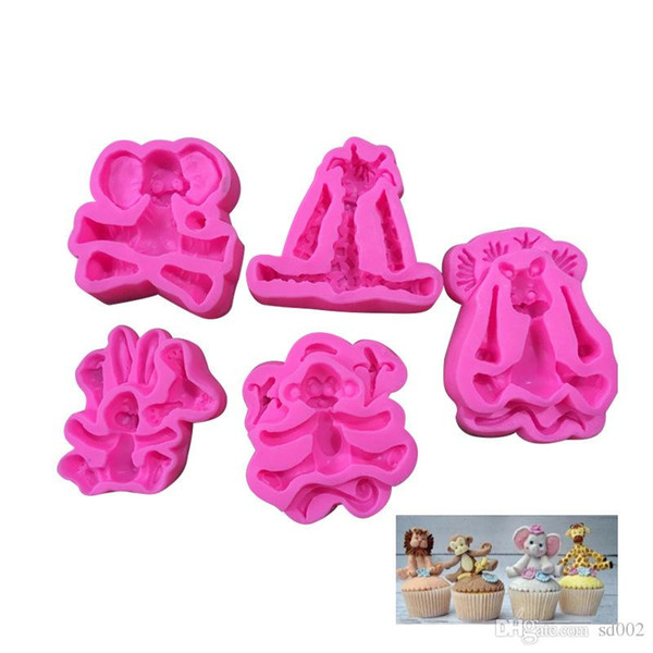 Cartoon Forest Design Mould Food Grade Silicone Candy Molds Monkey Lion Ribbit Elephant Diy Cute Mold Kitchen Baking Tool 4 8ty ZZ