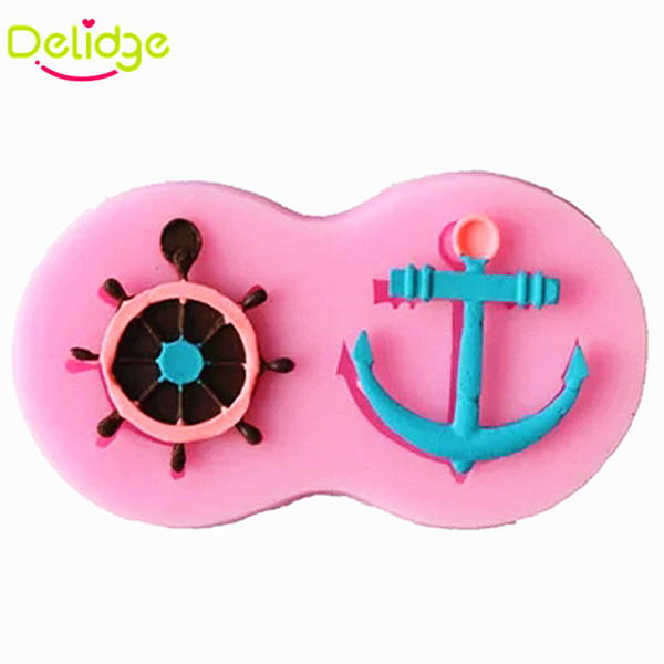 Delidge 20 pcs Anchor Rudder Shape Cake Mold Silicone Anchor Fondant Mould Cupcake Decorating Pirate Ship Hook Anchor Cake Mold