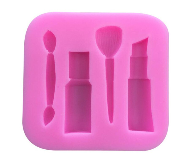 Women Makeup Cosmetic Lipstick Shape Silicone Fondant Mold Eyebrow Blush Brush Shape Fondant Chocolate Mold