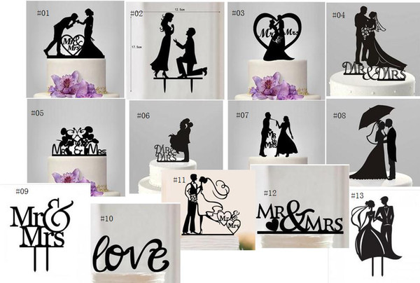 Mr Mrs Wedding Decoration c Acrylic Black Romantic Bride Groom Cake Accessories For Wedding Party Favors SN1231