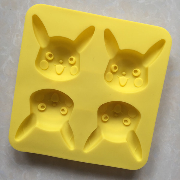 4 Hole Cartoon Pikachu Chocolate Mold DIY Molds FDA Safe Ice Cube Mould Cartoon Silicone Baking Mold Chocolate