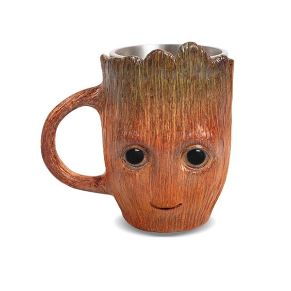 3D Groot Stainless Steel Resin Coffee Mugs Creative Cartoon Milk Tea Cups Home Bar Beer Cup Tree Man Mug for Friend Gift 500ml