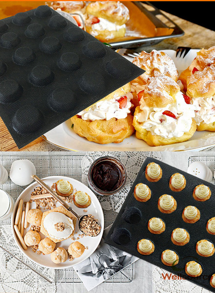 20 Forms 1 .96 Inch Diameter Circles Non Stick Silicone Baking Mold Perforated Small Bun Eclair Mould Round Bakery Bread Tray