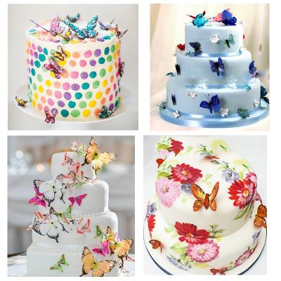 2018 new Edible Butterfly Cupcake Toppers 10pcs a set Wedding Cake Birthday Cake Food Decoration multi color