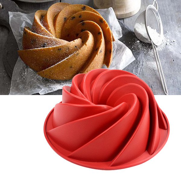 9 .76 Inch Large Spiral Shape Silicone Bundt Cake Pan Bread Bakeware Mold Baking Tools (Color May Vary )