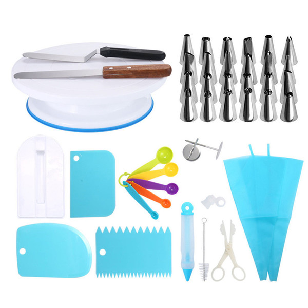 41Pcs Baking Tools DIY Cake Turntable Cake Decorating Tools Set Rotating Cake Stand Kitchen Display Stand Icing Tips Spatula Set