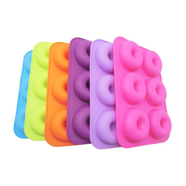 Silicone Donut Maker Mold Fashion DIY Round Donut Mould Fondant Cake Bread Desserts Bakery Mold Kitchen Tool Baking Pan 6 Colors VT1356