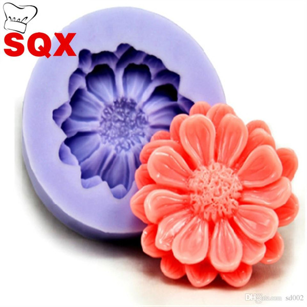 Non Toxic Chrysanthemum Shape Cake Decoration Baking Tools Fashion Round Silicone Moulds Soft Anti Wear Silica Gel Mold 3sq aa