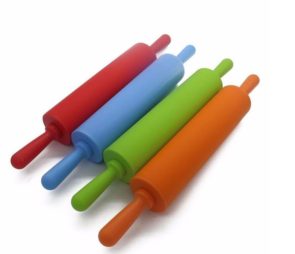 Nonstick Silicone Rolling Pin Pastry Dough Roller Bakeware Pastry Tools Professional Kitchen Tool 30cm Random Colour