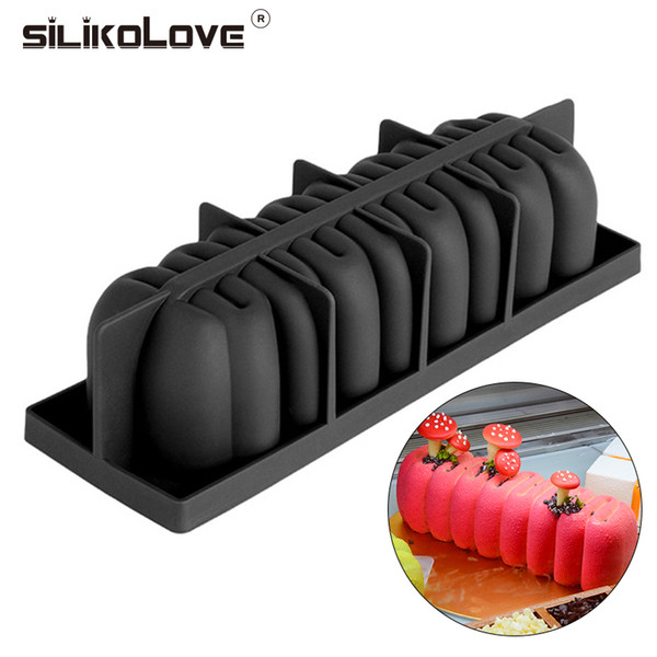 3D Rectangle Bending S Shaped Black Silicone Cake Molds Mousse Pan Baking Decorating Tools