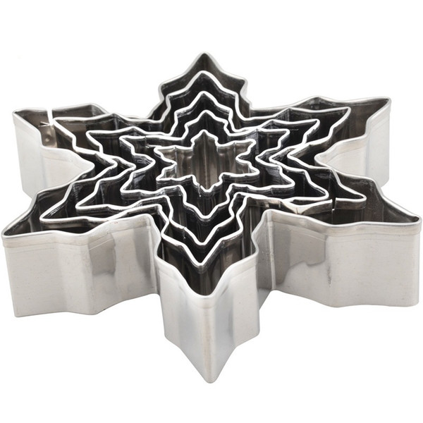 5Pcs/Set Christmas Snowflake Stainless Steel Cookie Cutters Cake Biscuit Moulds Fondant Icing Mold Kitchen Baking Tools LZ0621