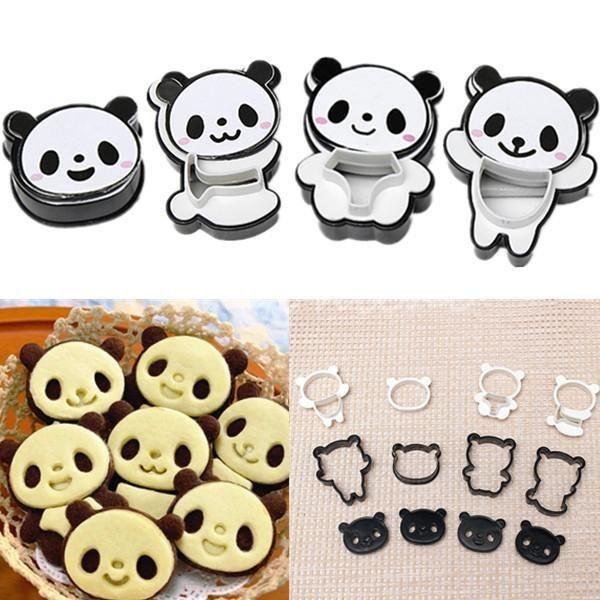 4 pieces / Set Kawaii DIY 3D Panda Cookie Mold Cookie Cutter Biscuit Sandwich Mould Chocolate Mold Bakeware Cookie Pan