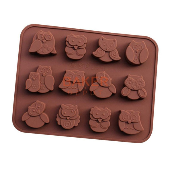 DIY tools silicone chocolate mold with 12 holes owl FDA quality animal mold CDSM-286