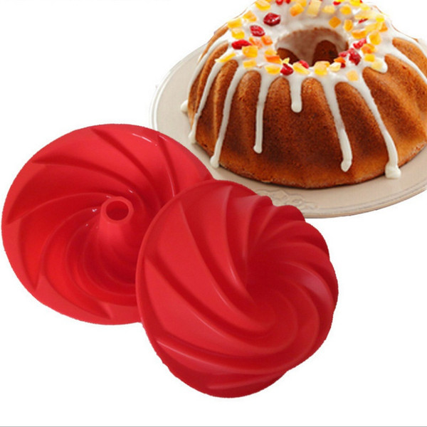 Useful Large Spiral Shape Bundt Cake Pan Bread Chocolate Bakeware Silicone Mold Bread Fondant Cake Pan Mold DIY Baking Tools