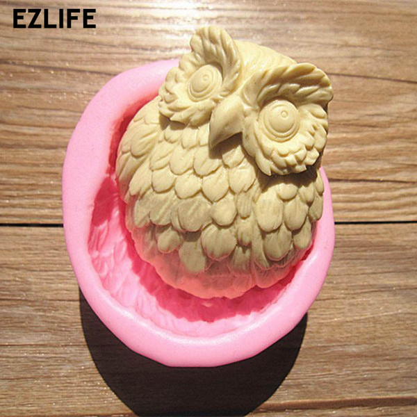 Wholesale- EZLIFE DIY Sell hot 3D owl shaped silicone soap mold fondant Cake decoration mold Handmade soap mold KT0417