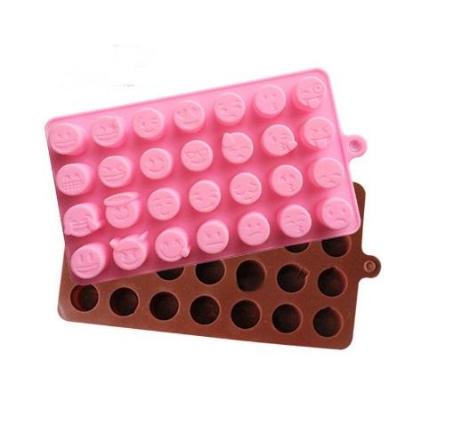1 pc 28 Holes QQ Expression Chocolate Molds Silicone Cute Lovely Emoji Expression Fondant Chocolate Molds Ice mold DIY Baking Tools