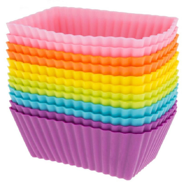 Rectangular Muffin Cupcake Mold Kitchen Craft Cake Cup Silicone Chocolate Liners Baking Colorful Silicone Muffin Cup Cake Mold