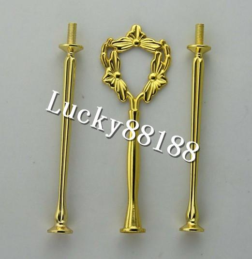 Gold/Silver Peach heart shape 3 tiers cake stand rods /cake stand disposable handles, 100 sets/ bag. cake stand handle