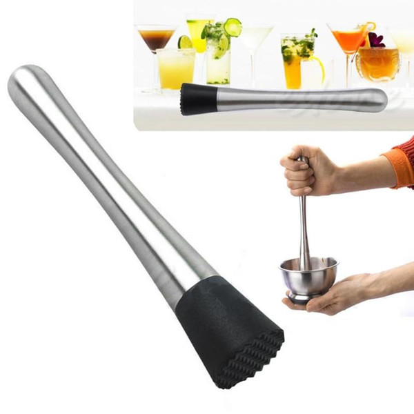 Cocktail Muddler Bar Mixer Barware Stainless Steel DIY Drink Fruit Crushed Ice Barware Bar Tool