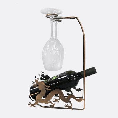 Wine Rack Retro Dragon shape Bar Iron Art Wine Shelf Wall Holder Single bottle Europe Style Creative Leaves vine Design decoration wholesale