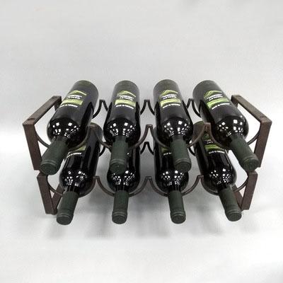 new Wine Rack Retro Double layer Bar Iron Art Wine Shelf Wall Holder Eight bottle Europe Style Creative simple wave Design Vintage wholesale