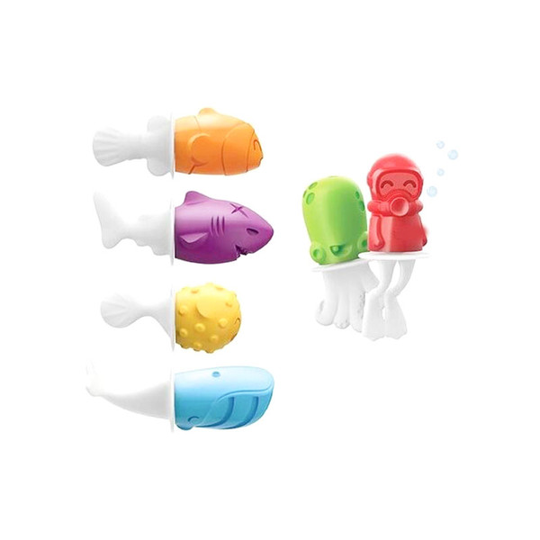 1PC Summer 6 ugly fish-shaped ice cream mold silicone sticks ice mold cover DIY cartoon popsicle molds holder