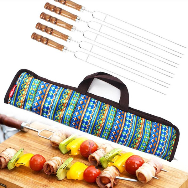 new arrival 5 in1High Quality Stainless Steel Fork Camping Dining Barbecue BBQ tool set outdoor traveling Free Shipping