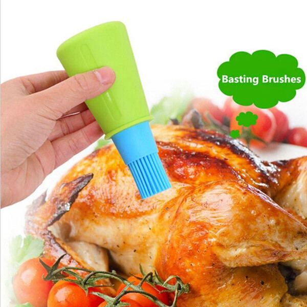 Grill Oil Bottle Brushes Tool Heat Resisting Silicone BBQ Cleaning Basting Oil Brush Barbecue Cooking Barbacoa Rociando EJ674474