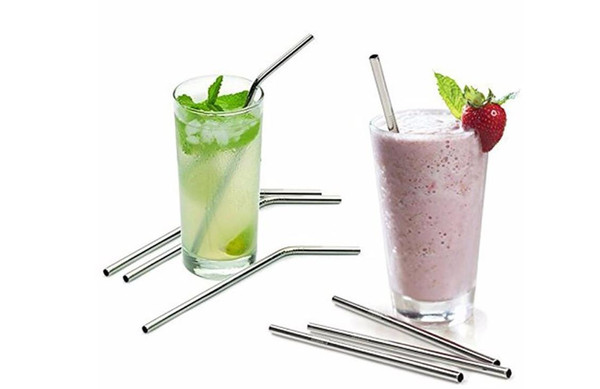 2019 More size straight and bend stainless steel straw and cleaning brush reusable drinking straw bar drinking tool