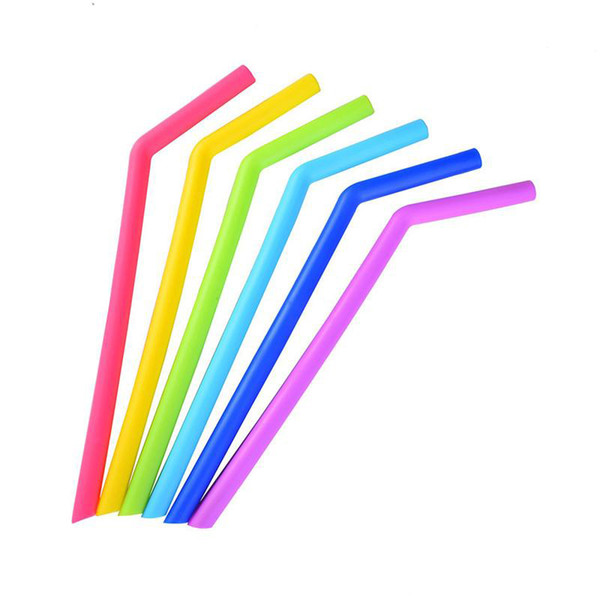 Colorful Silicone Straws For Cups Food Grade 25cm Silicone Straight Bent Straws For Bar Home Drinking Straws