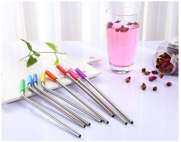 More size straight and bend stainless steel straw and cleaning brush reusable drinking straw bar drinking tool