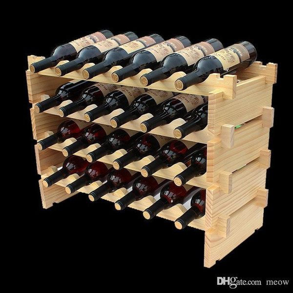 Wooden Wine Rack DIY Assemble Wine Shelf Wood Holders Suitable for Hotel Cellar Bar Club Home