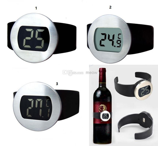 Red Wine Bottle Thermometer Wine Watch Celsius Fahrenheit Degree Display Stainless Steel Electric LCD Digital Temperature